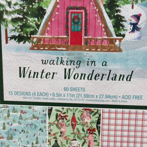 Walking in a Winter Wonderland Christmas Scrapbook Paper Pad 60 Sheets 8.5x11 P - Picture 2 of 16